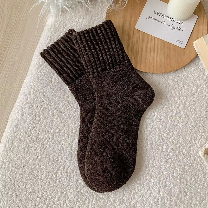 SP&CITY Winter Thickened Wool Socks Women’S Breathable Comfortable Plush Low Tube Snow Socks Korean Simple Warm Cashmere Socks